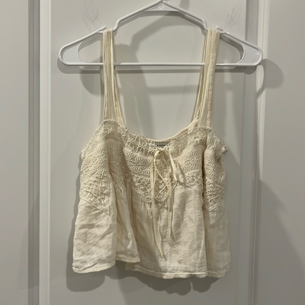 Crochet Lace Tie Front Crop Tank Top